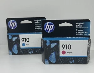 GENUINE HP 910 Color Ink Cartridges Cyan & Magenta Exp MAR 2024/Feb 2025 - Picture 1 of 12