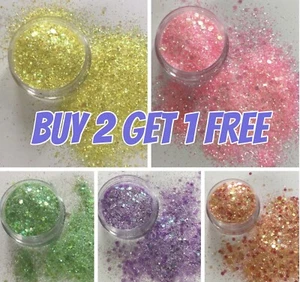 10g OLLA GRANDE GRUESA IRIDISCENTE FESTIVAL BRILLO CARA CUERPO ROSA AMARILLO NARANJA - Imagen 1 de 6