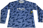 T-shirt męski z długim rękawem Huk Fishing Pursuit Crew Rooster Wake rozmiar L niebieski