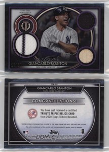 2020 Topps Tribute Tribute Triple Relics Purple /50 Giancarlo Stanton #TTR-GST