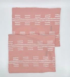Rachel Zoe Retro Pillow Shams Pair - Pink with White Faux Chenille' Strips 19x24 - Picture 1 of 11