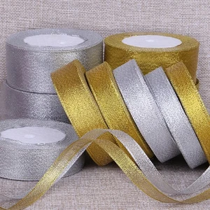 50 Yards Silver Gold Metallic Ribbon 6mm-20mm Wedding Christmas Gift Wrap Craft - Picture 1 of 11