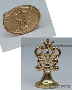 Oval Gold Tone Capital Letter R Wax Seal Stamp Monogram  - Picture 1 of 7