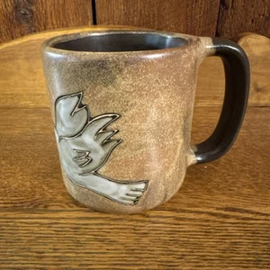 GROSSER MARA PEACE DOVE BECHER STEINGUT~KERAMIK~HANDARBEIT~MEXIKO~VOGEL~SIGNIERT - Bild 1 von 10