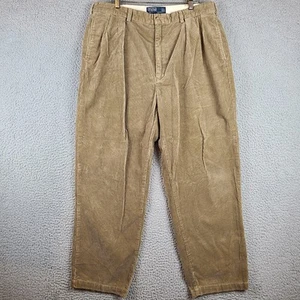 Vintage Polo Ralph Lauren Hose Herren 36X30 Cord Khaki Andrew Plissee - Bild 1 von 9