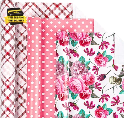 Floral Wrapping Paper Roll - Mini Roll - Rose/Dot/Plaid for Valentine'S Day, Mot - Image 1 of 4