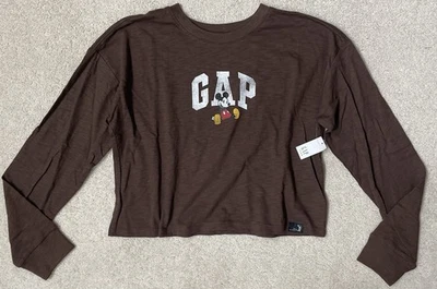 Camiseta marrón manga larga Disney Mickey algodón orgánico GapTeen nueva con etiquetas Foto 1 de 4