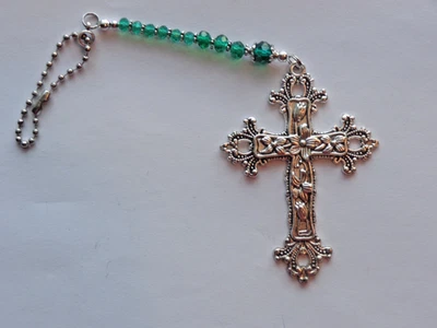 CRISTALES CRUZADOS LÁGRIMA VERDE COCHE ESPEJO RETROVISOR COCHE ENCANTO MÓVILES ADORNO Foto 1 de 3