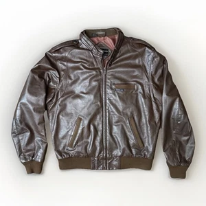 Vintage MEMBERS ONLY Bomberjacke Gr. 44 braun Leder Europe Craft Motorrad - Bild 1 von 11