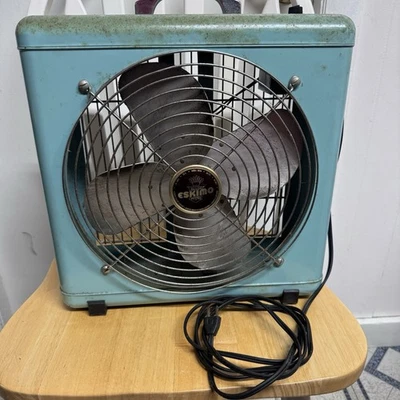 Vintage Eskimo 2012A  Aqua Blue 15 in Box Fan 3 Speed McGraw Edision Co - Image 1 of 4