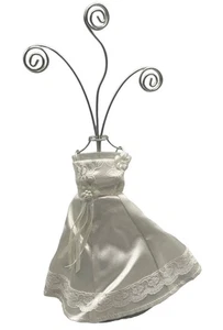 Portafotos boda figura sostiene 3 fotos encaje blanco metal embellecido LEER - Imagen 1 de 7