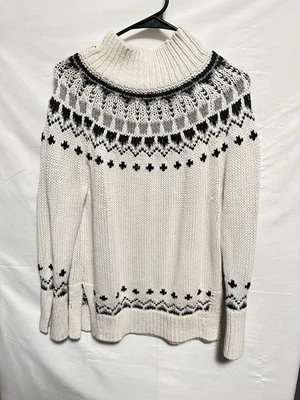 Suéter LOFT para mujer Fair Isle Mohair mezcla de algodón lana marfil adornado talla M Foto 1 de 4
