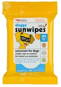 Petkin Doggy Sun Wipes SPF 15 Vanilla Coconut Scent Pack Of 20  - Picture 1 of 6