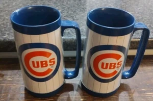 Vintage Chicago Cubs Mug Cup Plastic Tumblers Lite A Fine Pilsner Beer Promo - Picture 1 of 6