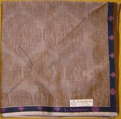 St. Andrews *Jacquard Emblem-Mark Brown Handkerchief 45cm /ZOZEIMG - Image 1 of 4