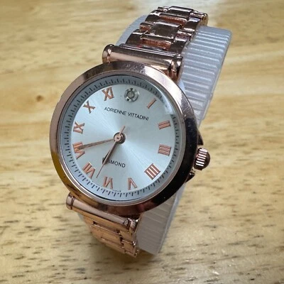 Adrienne Vittadini Quartz Watch Women Rose Gold Genuine Diamond New Battery - Image 1 of 4