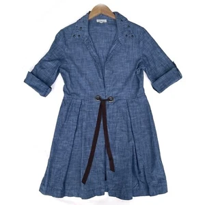 Indigo Soul Gr. M Staubtuch vorne zum Binden Chambray 100 % Baumwolle leicht Fit & Flare - Bild 1 von 7