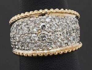 New Listing14K 2-tone gold 2.60Ctw diamond cluster 14.9mm wide band ring size 7.5
