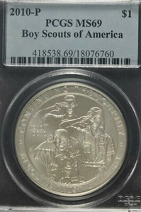2010 P Boy Scouts Silver Commemorative Dollar MS69 PCGS - Picture 1 of 3