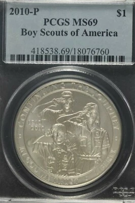 2010 P Boy Scouts Silver Commemorative Dollar MS69 PCGS - Image 1 of 3