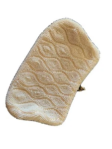 Vtg 50s/Cream Beaded Evening Bag Clutch Made In Japan, Italian Seed Beads - Picture 1 of 3