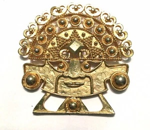 Broche prendedor Maxine Denker de colección raro oro cepillado grande declaración caprichosa - Imagen 1 de 3