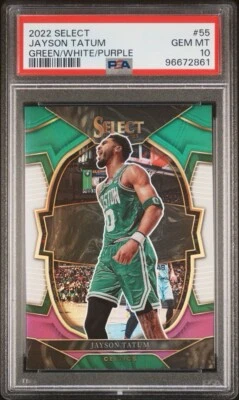 Jayson Tatum 2022-23 Panini Select-Green/White/Purple (PSA 10) Pop 6 - Image 1 of 3