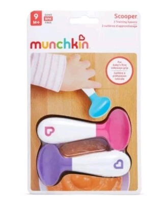 Munchkin Baby/Infant 2 Piece Scooper Spoons, Pink/Purple - Image 1 of 3