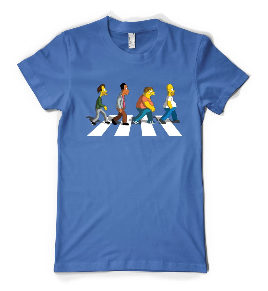 Cartoon Simpson Crossing Abbey Road  Personalised Unisex Adult T Shirt - Image 1 of 4
