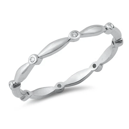 Ring Sterling Silver 925 Rhodium Plated Face Height 2 mm Size 4 - 10 - Image 1 of 1