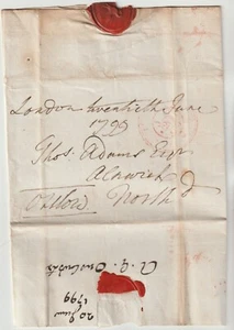 1799 DOUBLE RIM RED FREE A G ONSLOW TO THOMAS ADAMS ABUSE OF FREE? £30 SUBs. E/L - Picture 1 of 3