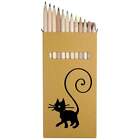 12 x "Spiral Tail Cat" Długie 178mm Kolorowe ołówki / Zestaw ołówków (PE00008776)