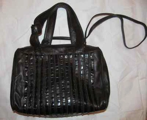 IPISANI Schultertasche / Umhängetasche poliertes braunes Leder mit Mokassin Kroko Akzenten *** - Bild 1 von 8