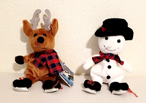 1996 Dayton Hudson Snowden Ice Skating Reindeer & Snowman Beanie Plush 9" - Picture 1 of 5