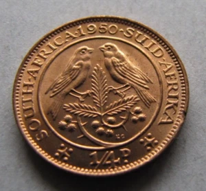 South Africa KM32.1, Farthing 1950 blazing red BU - Picture 1 of 2