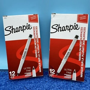 2x Marcadores Permanentes, Punta Ultra Fina, Negro, 12 Unidades - Imagen 1 de 2