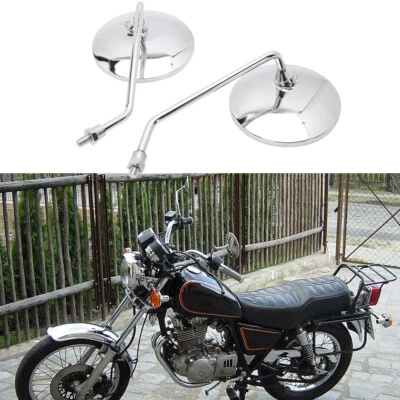 2x Espejos retrovisores redondos cromados para moto Suzuki GN125 250 400 GZ250 GZ150 Foto 1 de 4