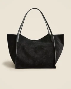 J.Crew Large Berkeley Tote Carryall Bag in Black Suede And Leather NWT - Picture 1 of 10