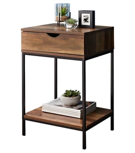 1 Drawer Wooden Bedside Table Bedroom Furniture Storage Nightstand Side Tables - Picture 1 of 6