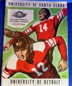 Very Rare 1938 Santa Clara vs. Detroit College Football Game Program Nov. 27th - Picture 1 of 6