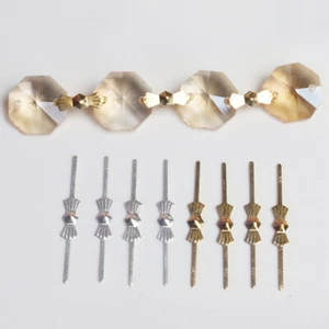 100 Stck. 40 mm KRONLEUCHTER TEILE LAMPE KRISTALL PRISMA PERLE Messing plattiert Stahl PINS - Bild 1 von 11