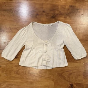 Anthropologie lia molly maglione cardigan all'uncinetto panna a scatto taglia M - Foto 1 di 5