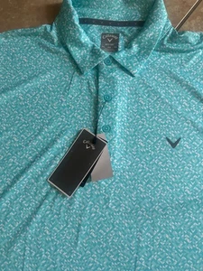 NWT Callaway XXL Printed UPF Moisture Wicking Golf Shirt Blue Radiance 2XL - Picture 1 of 7
