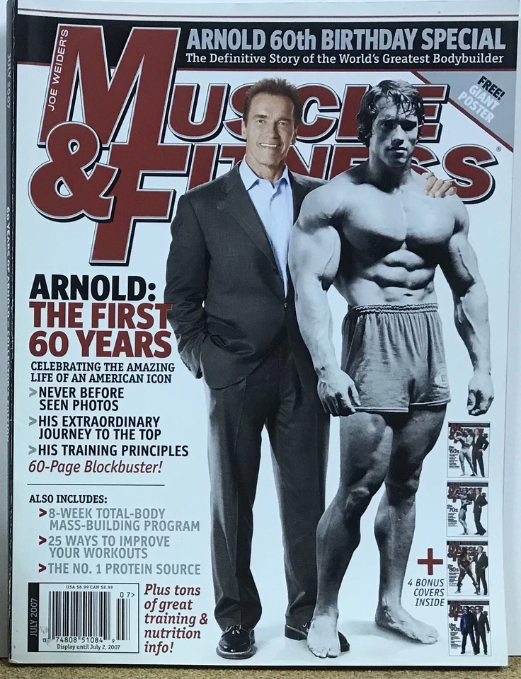 Arnold Schwarzenegger W/ Poster - Muscle & Fitness Magazine - July 2007 - Image 1 of 1