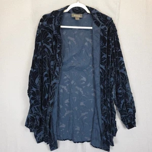 Lane Bryant Designs Bluse Samt Burnout Seidenmischung Damen 18/20 Knopfleiste blau - Bild 1 von 12