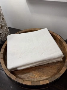 Pottery Barn Belgian Linen Round Tablecloth WHITE 90" diam. NEW - Picture 1 of 6