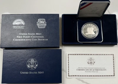 2003 P PROOF First Flight Centennial US Mint 90% Silver Dollar w/OGP & COA - Image 1 of 4