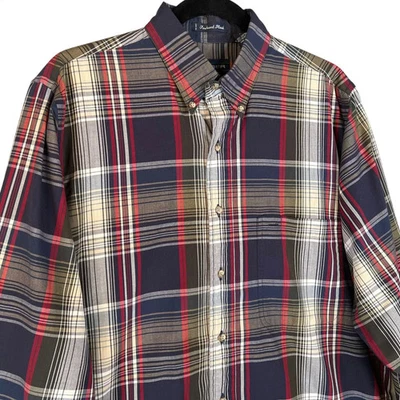 Camisa de vestir Rugger By Gant para hombre mediana azul roja a cuadros bolsillo abotonado Foto 1 de 4