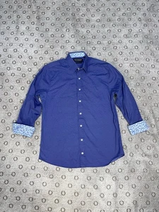 Nick Graham Men’s Button Down Long Sleeve Blue Medallion Print Stretch Shirt - Picture 1 of 15