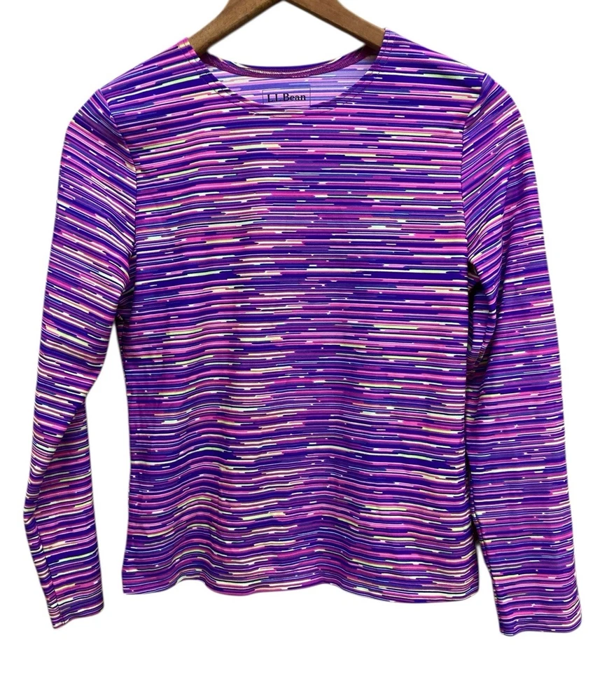 LL Bean верхний молодежи большой 14-16 фиолетовый длинным рукавом радуги нейлона эластичной - Изображение 1 из 3